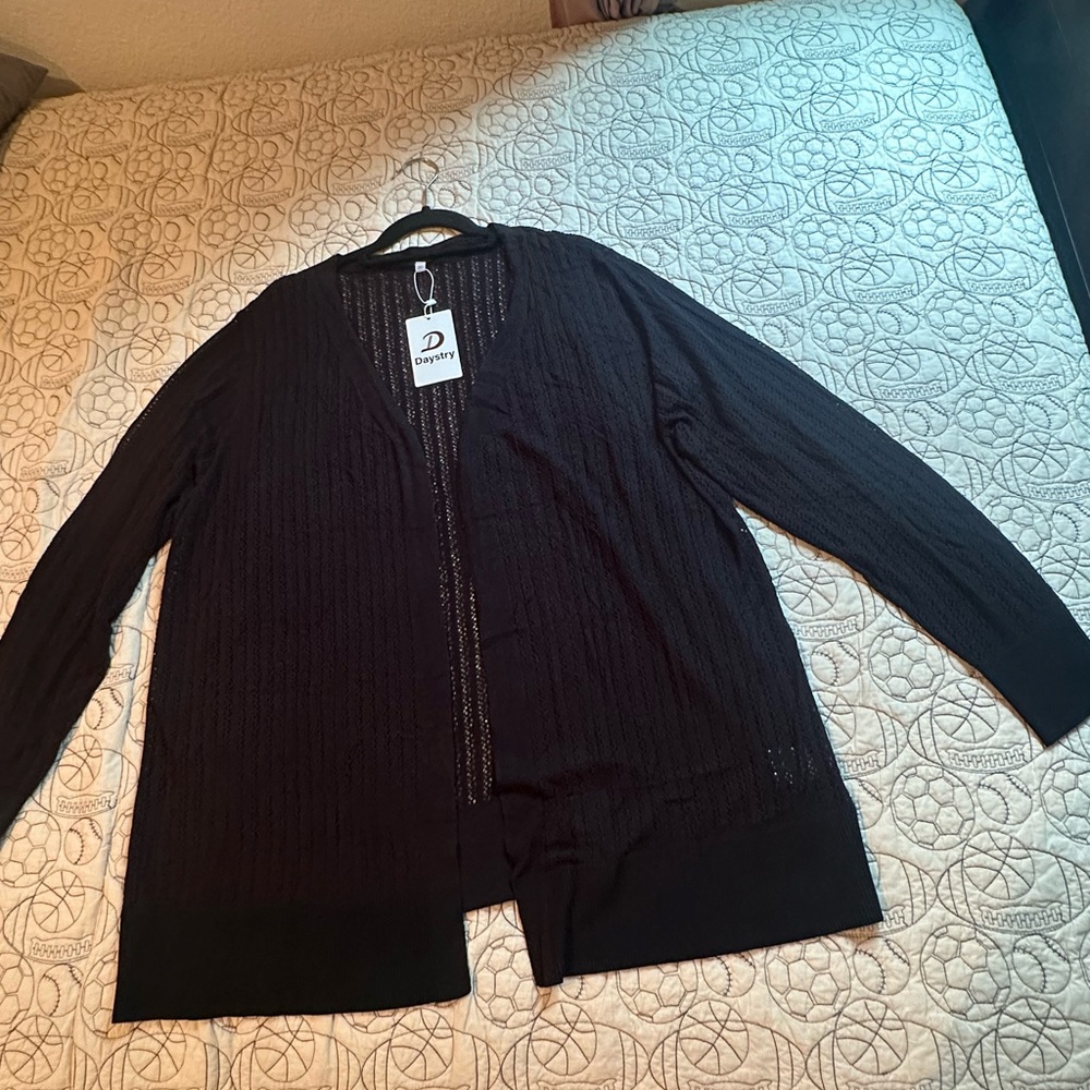 Daystry Black Open-Front Knit Cardigan - women